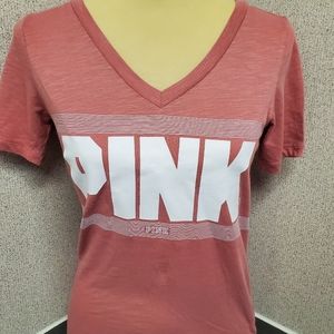 VICTORIA SECRET V NECK TSHIRT RUSTIC PINK